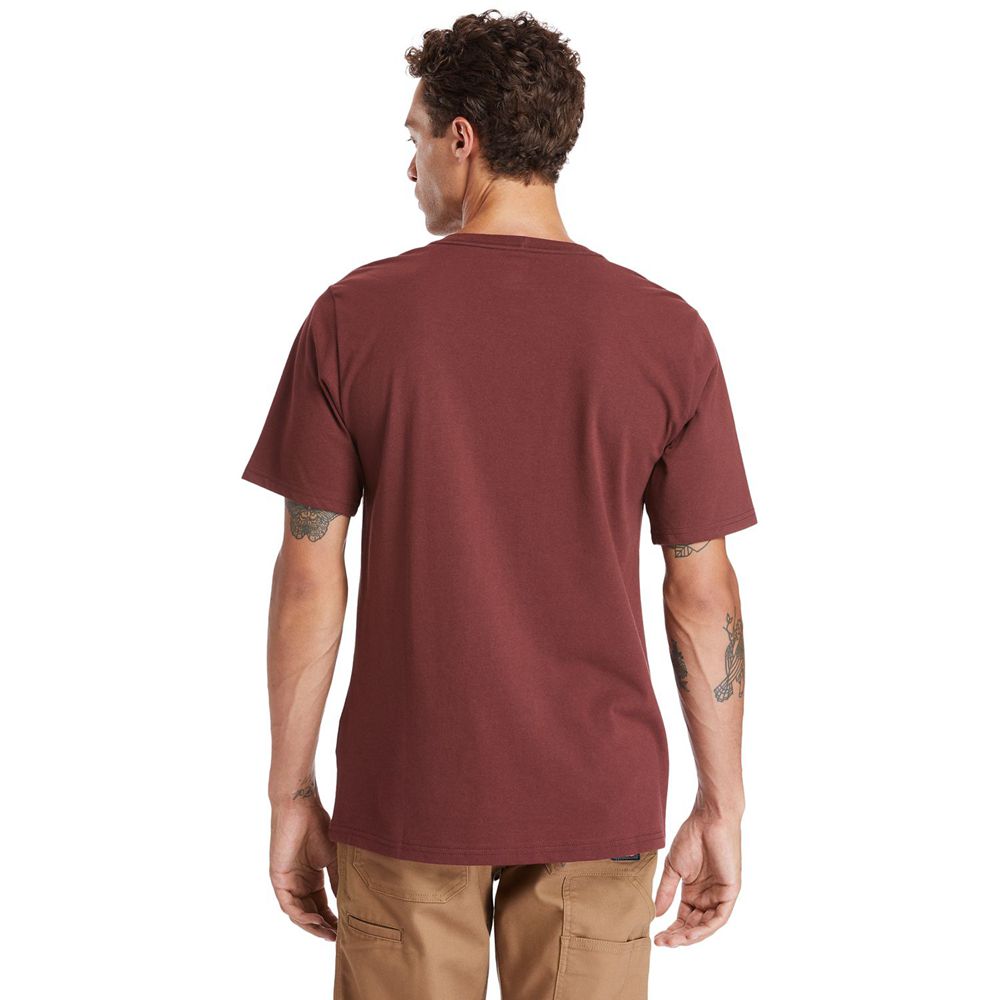 Timberland Mens T-Shirts PRO® Short Sleeve Base Plate Wicking - Burgundy - India DE2568903